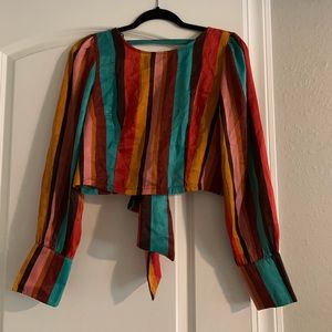 Cropped Stripped Back Tie Shirt